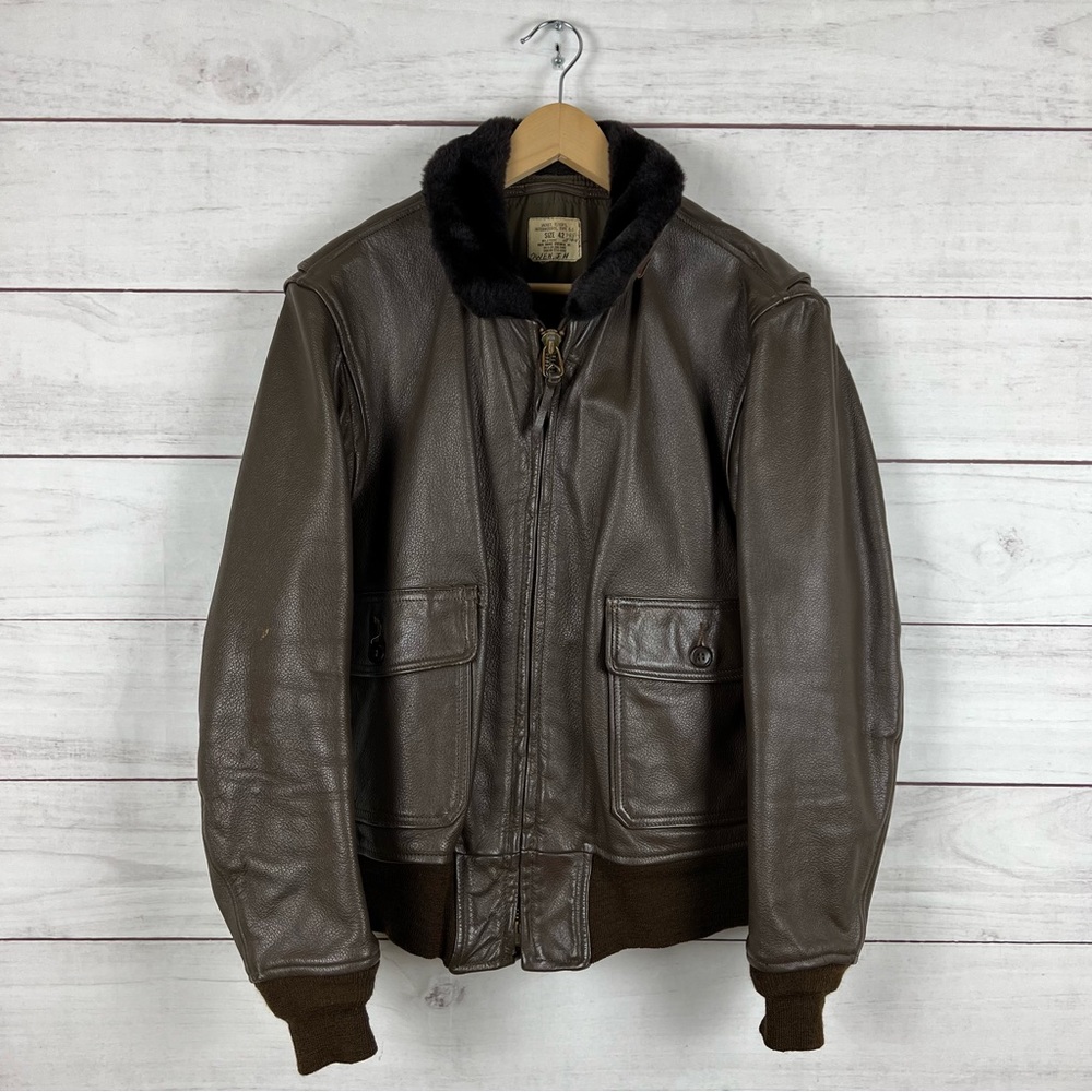 Vintage 1977 Flyers Type G-1 Military Field Leather Bomber Jacket Sz 42 Medium